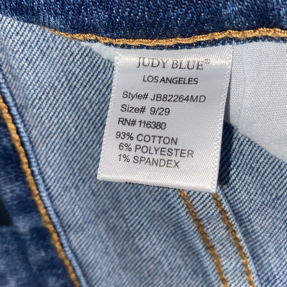 JUDY BLUE Distressed Mid-Rise Women's Blue Jeans - Picture 5 of 13